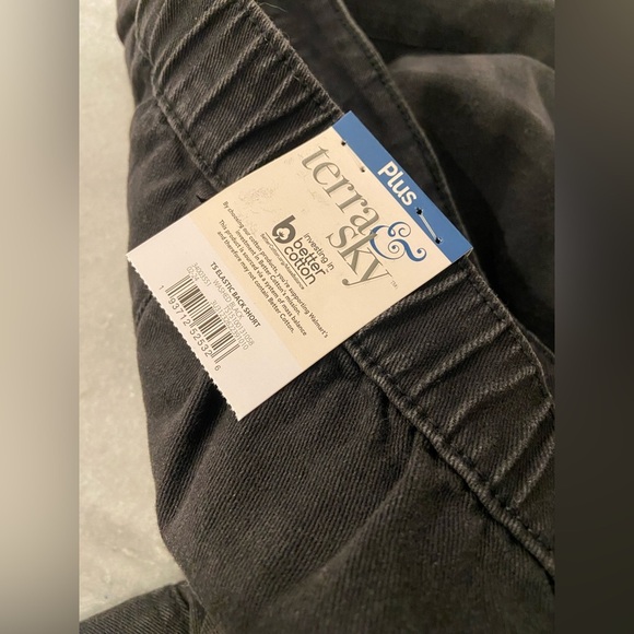 NWT Terra & Sky Size 4X Black Denim Elastic Waist Zip Up Cotton Denim Shorts - Picture 10 of 12